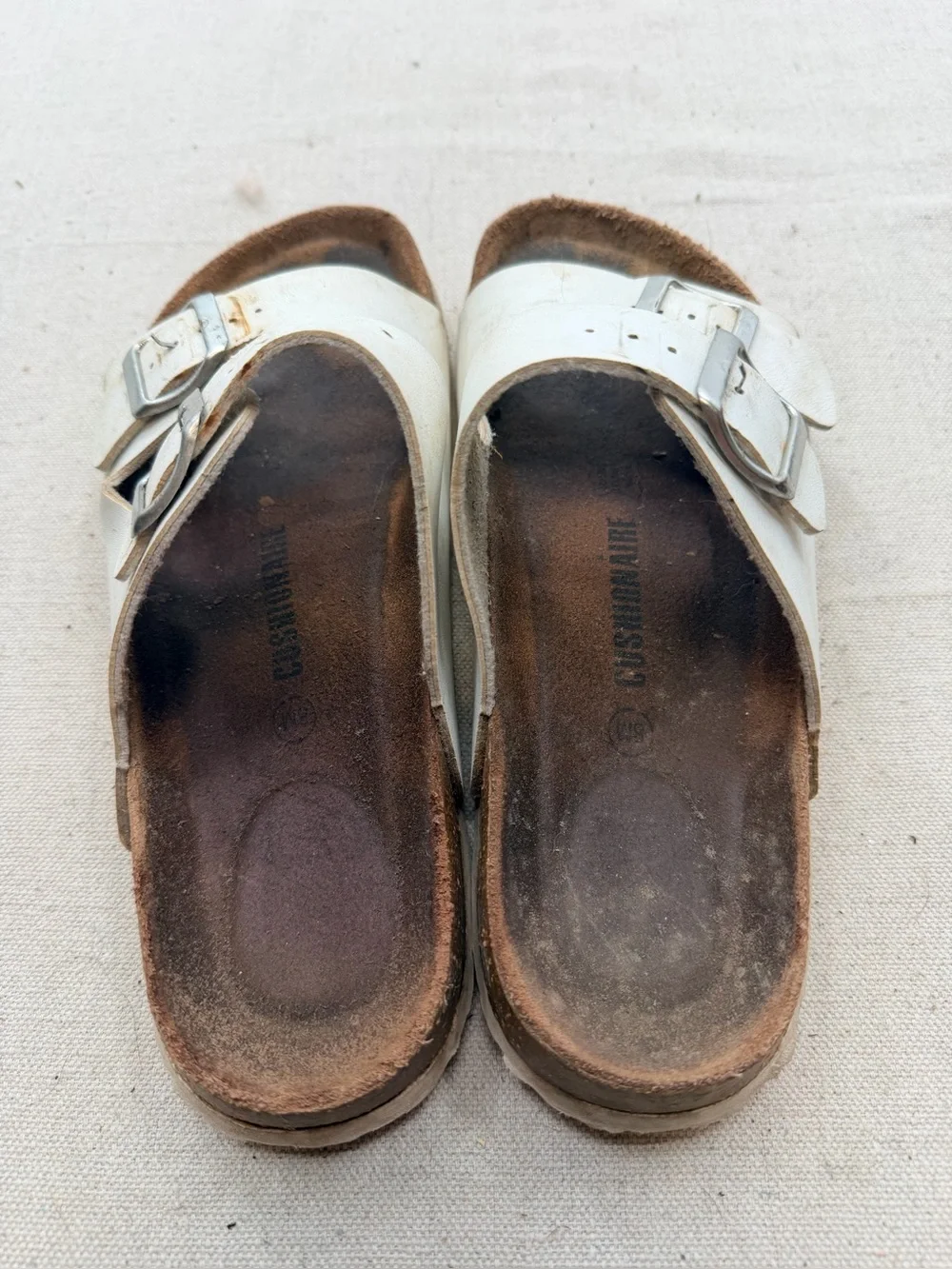 White Double-Buckle Women's Sandals